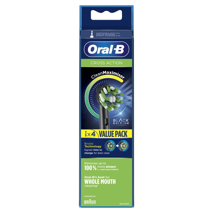 Orale B -Kreuzung Zahnbürstenköpfe schwarz 4 pro Pack