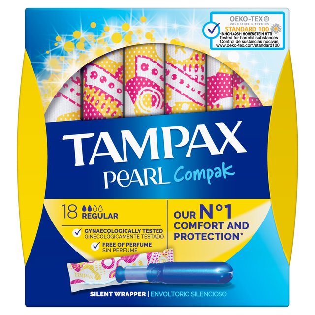 Tampax Pearl Compak Tampons réguliers 18 par paquet