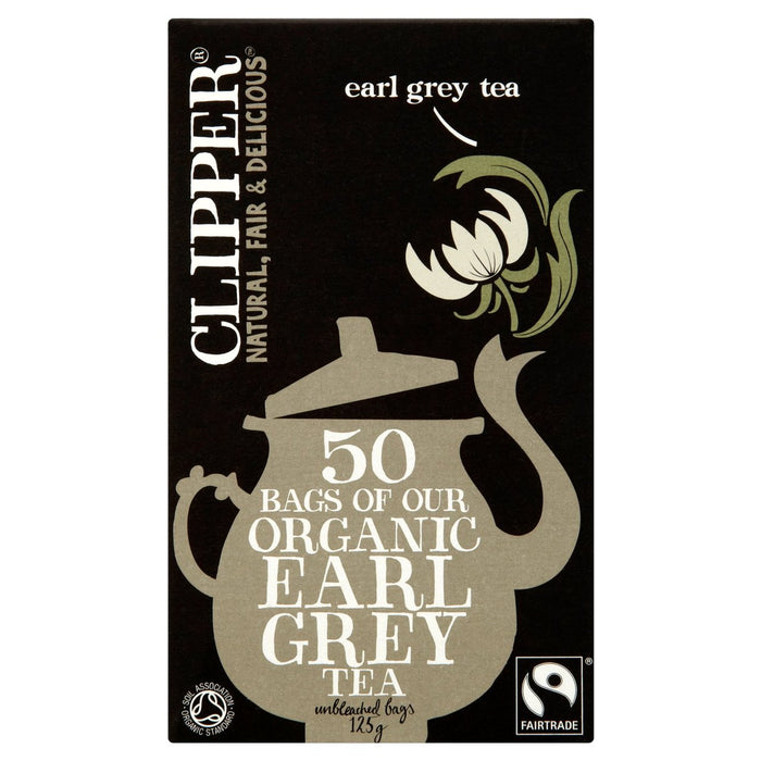 Bolsitas de té orgánico Earl Grey Clipper 50 por paquete 