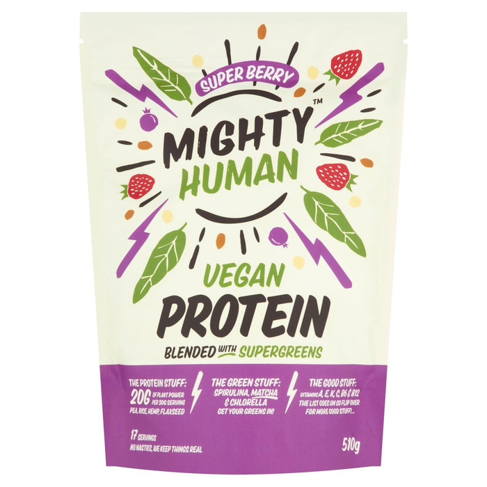 Polvo de proteína vegana superberry humano poderosa 510g