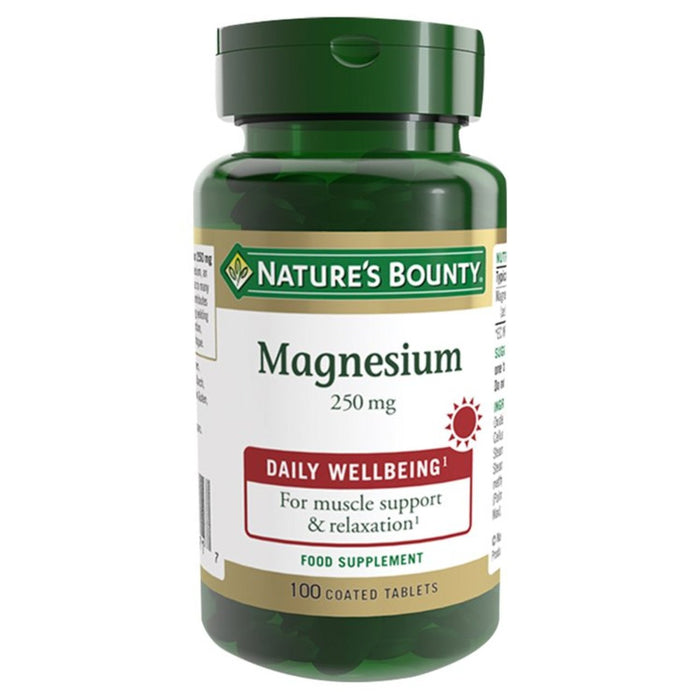 Die Kopfgeld -Magnesium -Ergänzungstabletten von Nature's 250 mg 100 pro Pack