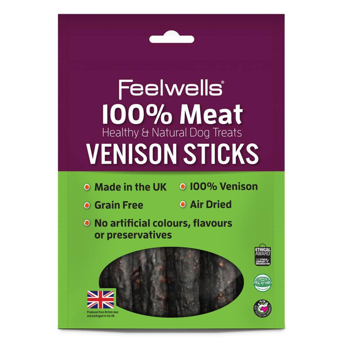 Feelwells 100% Meat Venison Sticks Dog Treats 100g