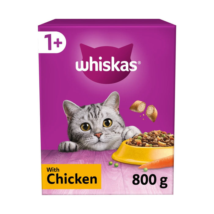 Whiskas 1+ Erwachsene trockene Katzenfutter mit Hühnchen 800 g