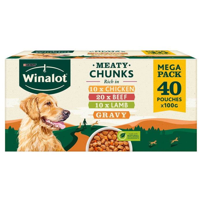 Sachets de nourriture pour chiens Winalot mélangés dans la sauce 40 x 100g