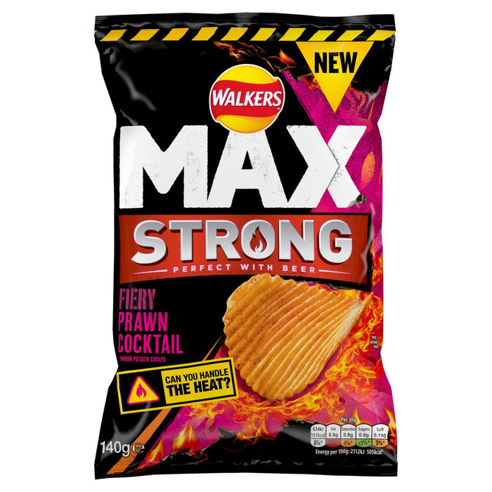 Walkers Max Strong Fiery Prawn Cocktail Partage Crisps 140g